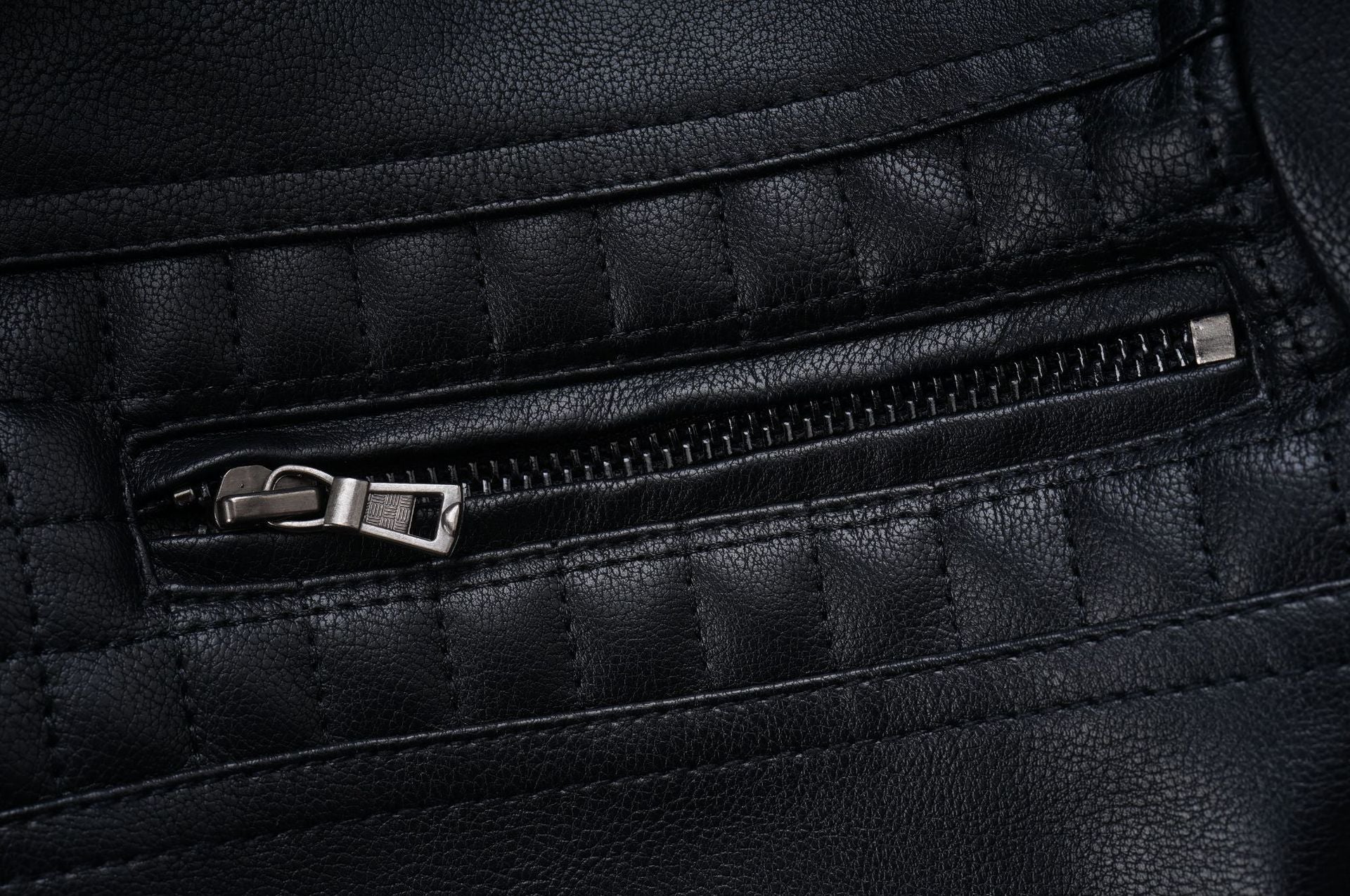 Men's Casual Stand Collar Pu Leather Jacket