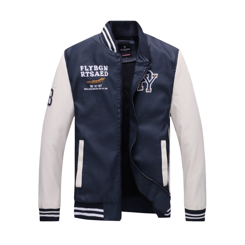 Men's Fleece Short Leather Jacket