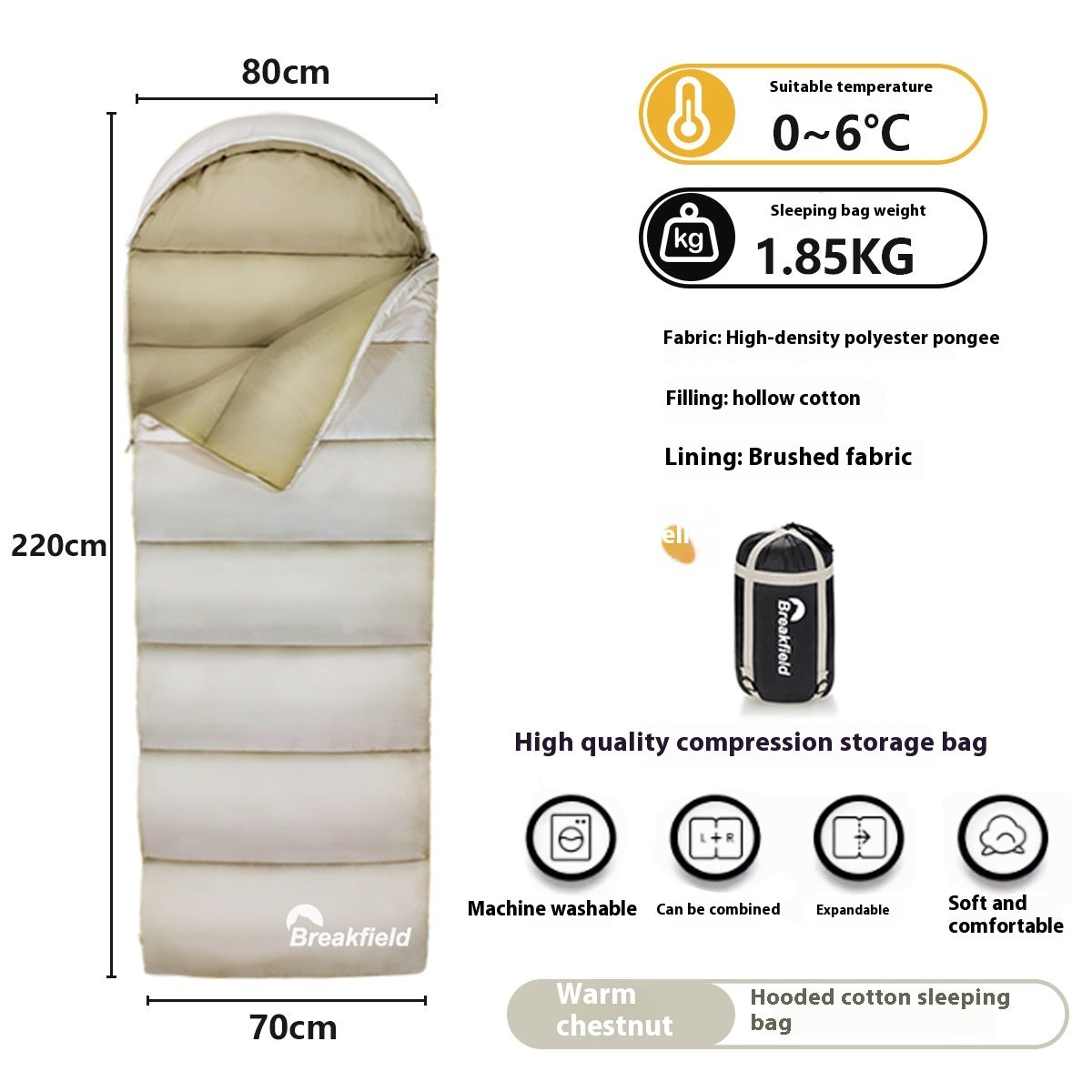 Outdoor Camping Waterproof Cotton Sleeping Bag