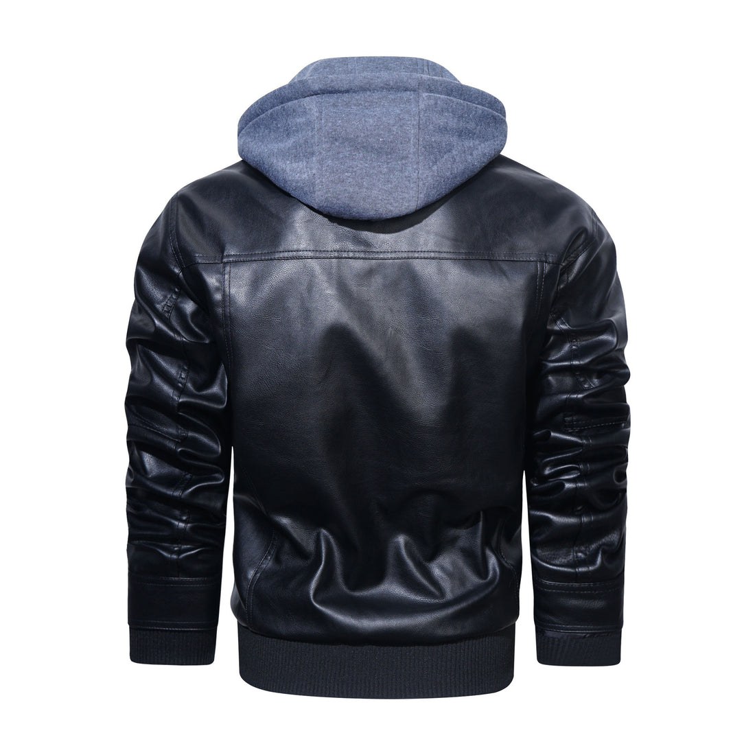 Men's Casual Stand Collar Pu Leather Jacket