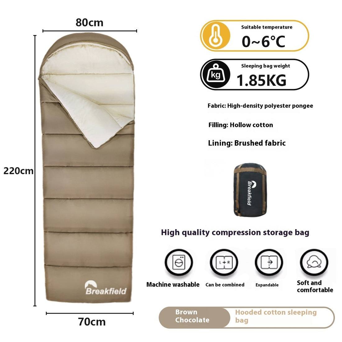 Outdoor Camping Waterproof Cotton Sleeping Bag