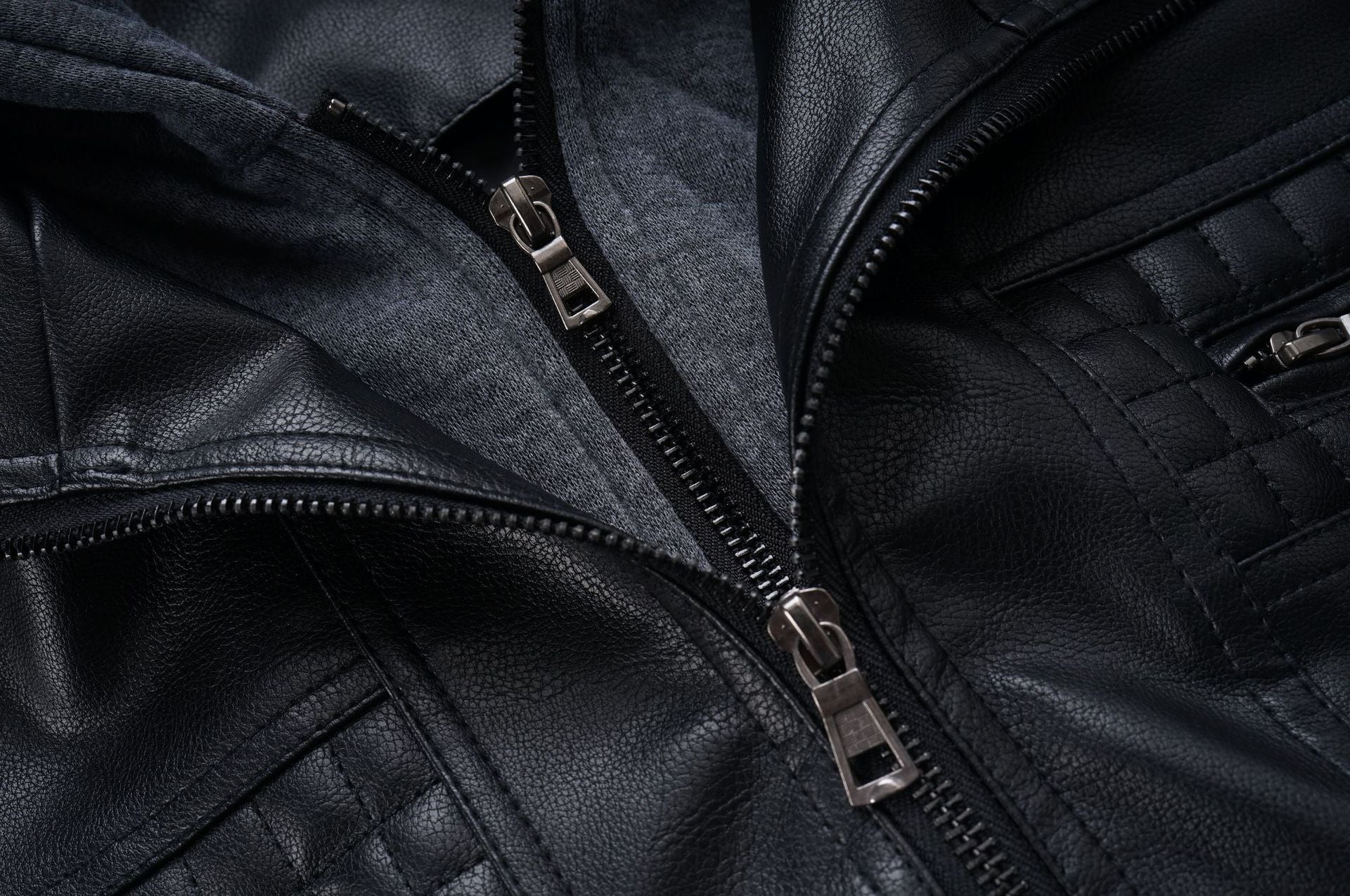 Men's Casual Stand Collar Pu Leather Jacket