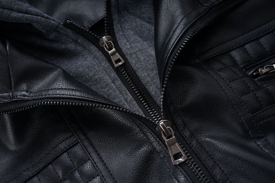 Men's Casual Stand Collar Pu Leather Jacket