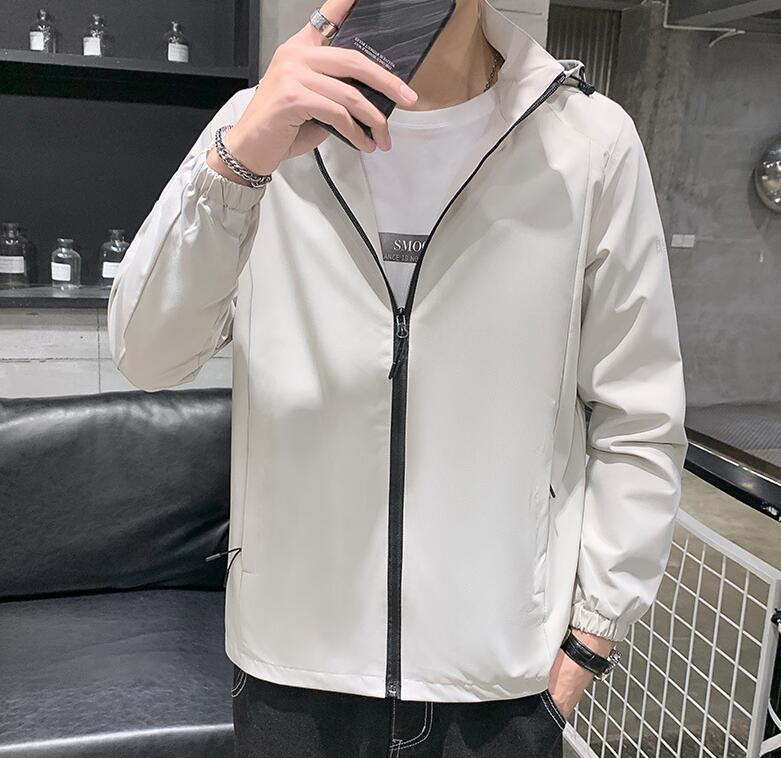 Fashionable Hooded Solid Color Jacket